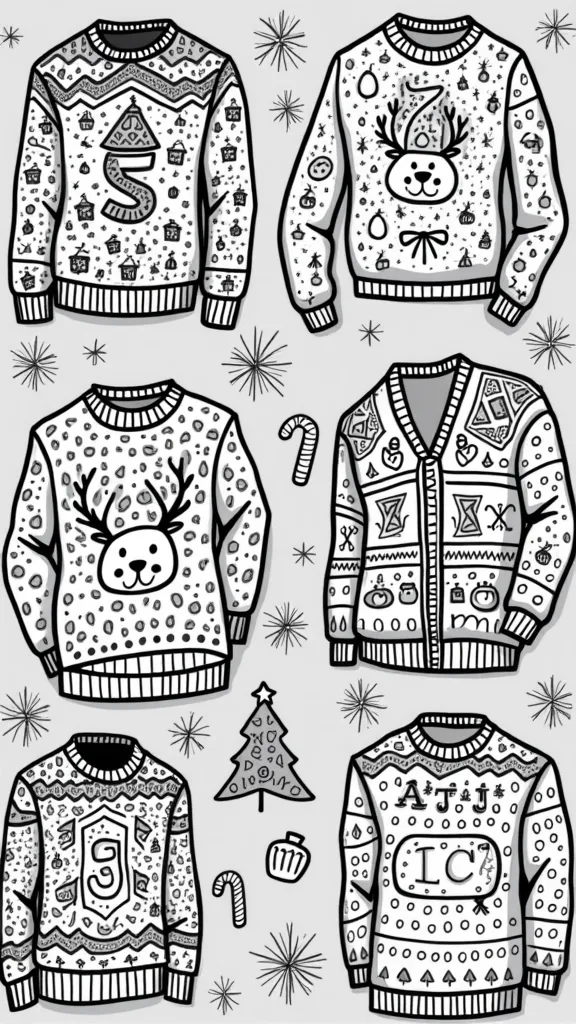 ugly christmas sweater coloring pages